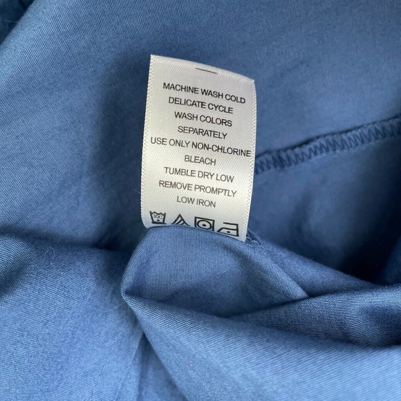 Woman Within Size 18 20 L Blue Button Up Shirt Stretch Cotton Stuctured Career - Picture 7 of 9